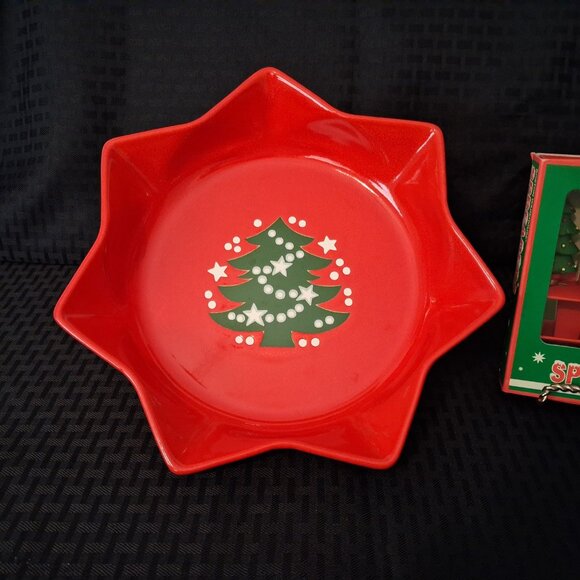 Waechtersbach Germany 10" Star Serving Red Bowl w/ New Cheese Spreaders - Picture 2 of 12